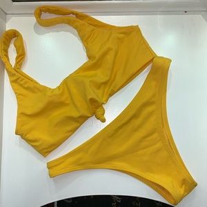 YELLOW TIE FRONT BIKINI